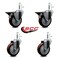 Service Caster 4'' Maroon Poly Wheel Swivel 7/16'' Grip Ring Stem Caster Set 2 Brakes, 4PK SCC-GR20S414-PPUB-MRN-PLB-716138-2S2 - alternate 5